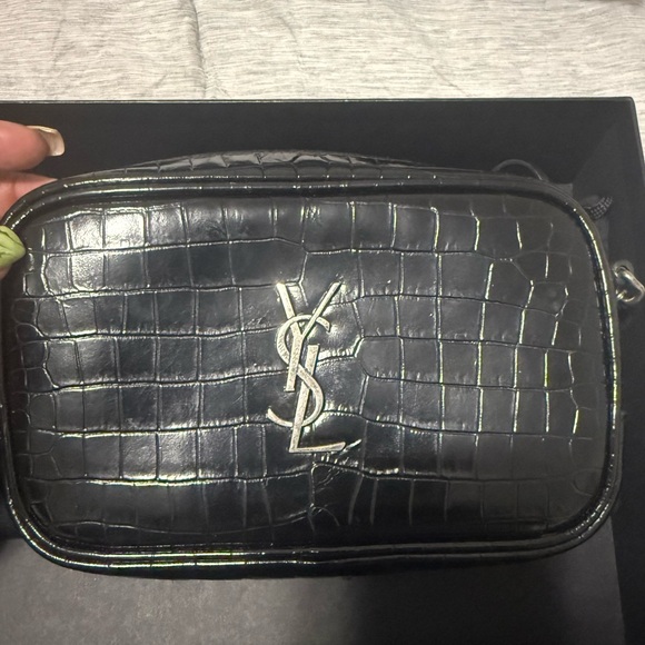 Saint Laurent Handbags - AUTHENTIC Saint Laurent Calfskin Crocodile Embossed Monogram Mini Lou Camera Bag